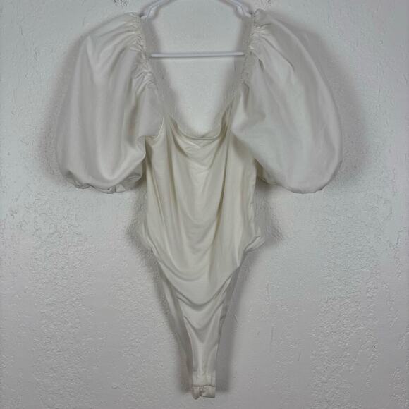 Sabo White Natalia Puff Sleeve Bodysuit Size Large - Picture 3 of 6